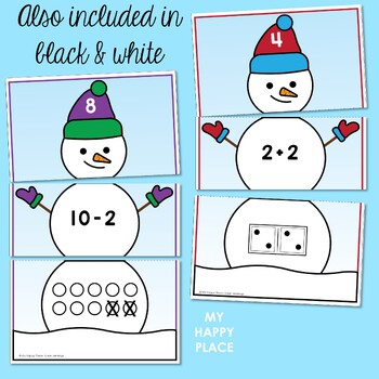 Snowman Math Puzzles - Number Sense, Addition, and Subtraction | TpT