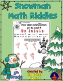 Snowman Math Riddles 5th grade Decimals add subtract multi