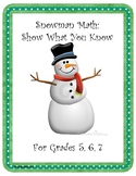 Snowman Math Skills Practice grades 5-7