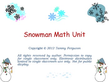 Preview of Snowman Math Unit