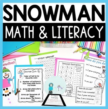 Preview of Snowman Math and Literacy Activities - Crafts, Poems, Centers, Bulletin Board
