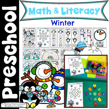 Preview of Snowman Math and Literacy Centers  for Preschool