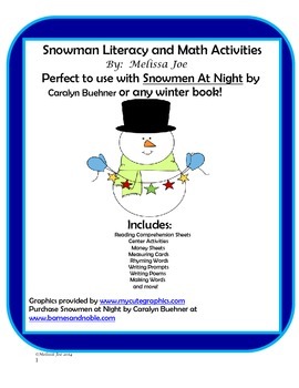 Preview of Snowmen at Night or any winter book! Literacy and Math Activities