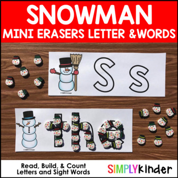 Snowman Mini Eraser Alphabet & Sight Words Mats by Simply Kinder