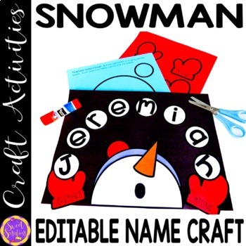 Preview of Snowman Name Craft Snowball Name Practice Craft Winter Snowman bulletin board