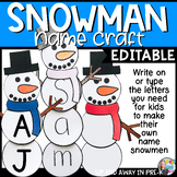 Snowman Name Craft - Winter Activity - Editable Name Practice