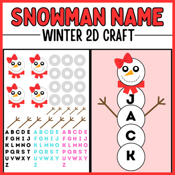 Preview of Snowman Name For Girls Craft | Winter Craft Fun December Crafts