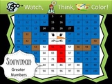 Snowman Numbers that are Greater - Watch, Think, Color Game!