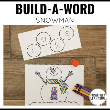 Preview of Snowman Craft Word Building | Quick Phonics Center Activity
