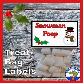 Preview of Treat Bag Labels - Snowman Poop Topper - Label and Poem
