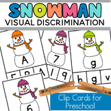 Snowman Preschool Visual Discrimination Clip Cards with Le