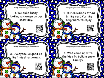 Snowman Pronoun Scoot Task Cards with QR Codes by The Teacher's Desk 6