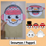 Snowman Puppet Winter Paper Bag Template Craft Christmas A