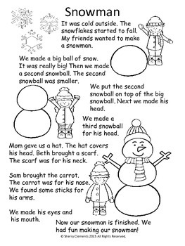 Snowman Reading Comprehension Passage by Sherry Clements | TpT