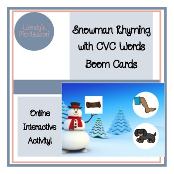 Preview of Snowman Rhyming with CVC Words Boom Cards