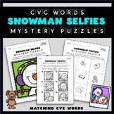 Snowman Selfies CVC Words Mystery Puzzles - Word Matching 