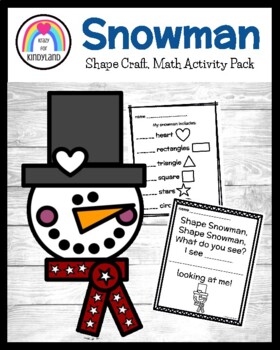 Preview of Snowman Shape Craft, Counting Math Center: Winter Activity for Kindergarten