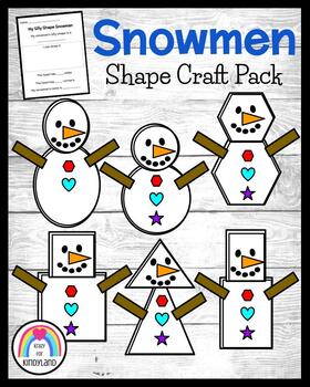 Preview of Snowman Shape Craft: Winter Activity Pack for Kindergarten Math Lesson, Center