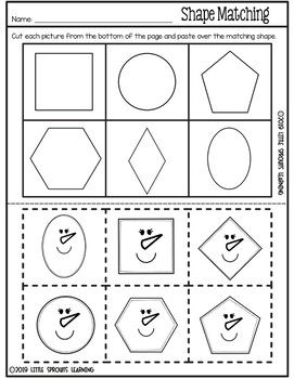 Snowman Shapes Emergent Reader and Shape Recognition Activities | TPT