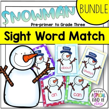 Preview of Snowman Sight Word Match - BUNDLE
