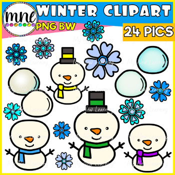 Build A Snowman And Snowballs Snowflakes Winter Clip Art by My New Learning