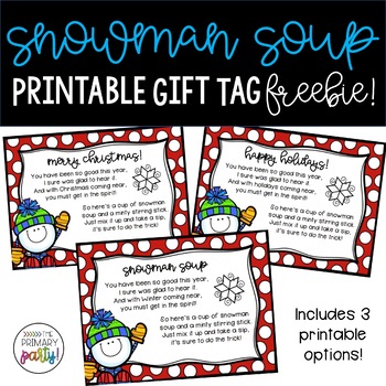 Preview of Snowman Soup Gift Tags