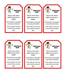 Snowman Soup Gift Tags Worksheets Teaching Resources Tpt