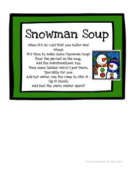 Snowman Soup Labels by Enjoy Life Teach | Teachers Pay Teachers