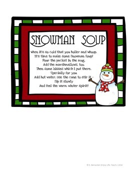 Snowman Soup Labels by Enjoy Life Teach | Teachers Pay Teachers