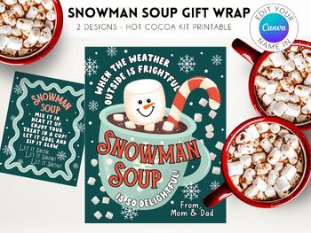 Printable Snowman Soup Bag Toppers, Christmas & Winter Holiday Party Favors