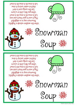 Snowman Soup Treat Labels by Edventures with Coffee | TpT