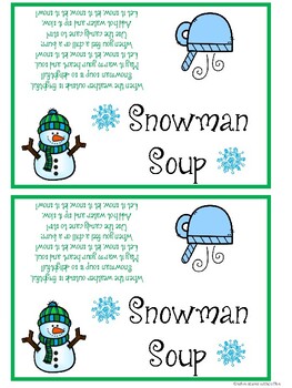 Snowman Soup Treat Labels by Edventures with Coffee | TpT