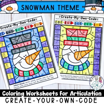 Preview of Snowman Speech Therapy Activities : Create-Your-Own-Code Worksheets