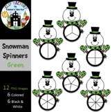 Snowman Spinners Green Clip Art