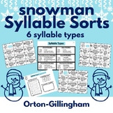 Snowman Syllable Sorts - Orton-Gillingham Activity - 6 Syl