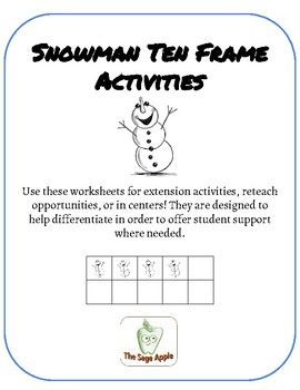 Preview of Snowman Ten Frame Activities