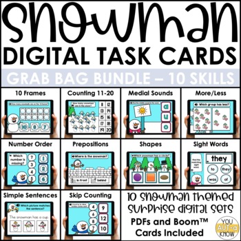 Preview of Snowman Themed Digital Task Card Grab Bag BUNDLE