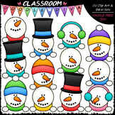 Snowman Toppers Clip Art - Snowmen Toppers Clip Art & B&W Set