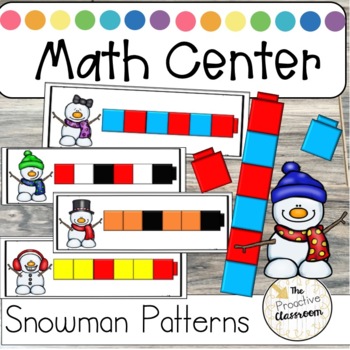 Preview of Snowman Unifix Cube Patterns | Math Center | Preschool | Kindergarten