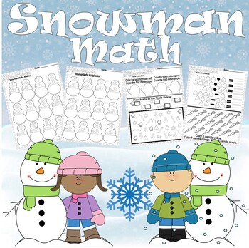 Preview of Snowman Winter Math Activities Worksheets NO PREP Addition Multiplication Graph