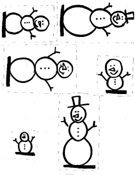 Preview of Snowman Winter Math Size Order Sorting Cut and Paste