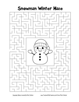 “Snowman Winter” Maze! Holiday FUN! (Color and Black Line) | TpT