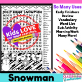 Snowman Word Search Activity : Early Finishers : Morning W
