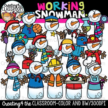 Preview of Snowman Working Clipart {Snowman Clipart}