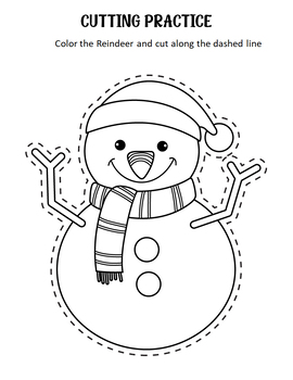 Snowman Worksheets: Cutting practice/ Coloring/ Writing..., Winter ...