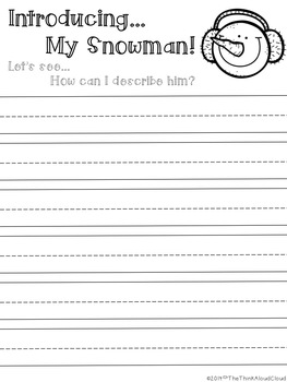 snowman writing paper unplugged k 1 version descriptive writing