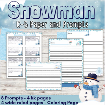 Preview of Snowman Writing | Prompts | Paper | Coloring Page | Narrative, Persuasive
