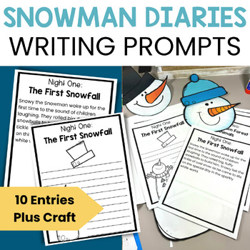 Preview of Snowman Writing Prompts in Winter Wonderland | Snowman Craft | Winter Writing