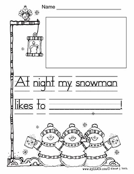 Preview of Snowman at night writing