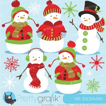 Snowman clipart commercial use, vector graphics, digital clip art - CL584